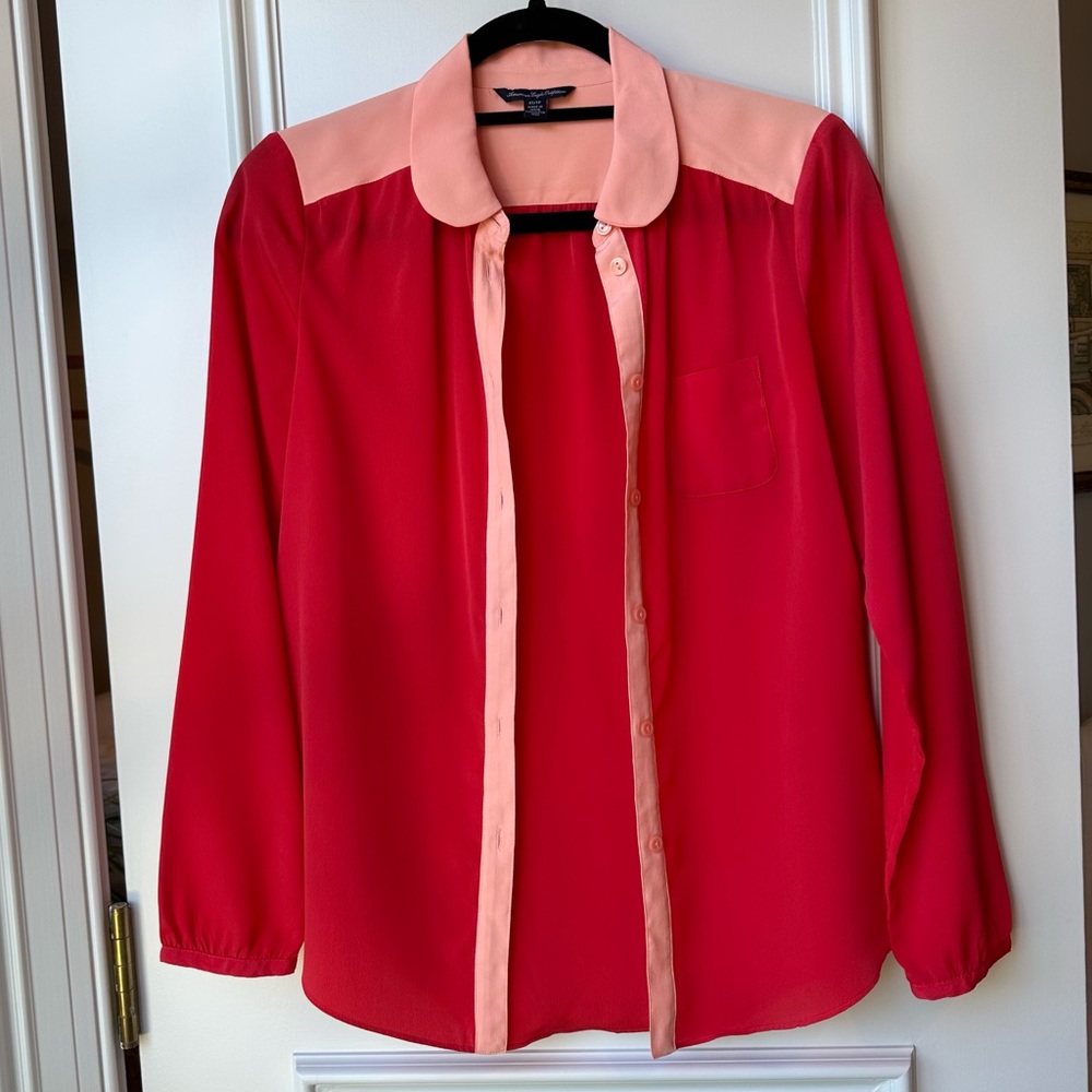 American Eagle Silky Button Up Blouse
